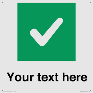 Custom plain background, green square with tick sign